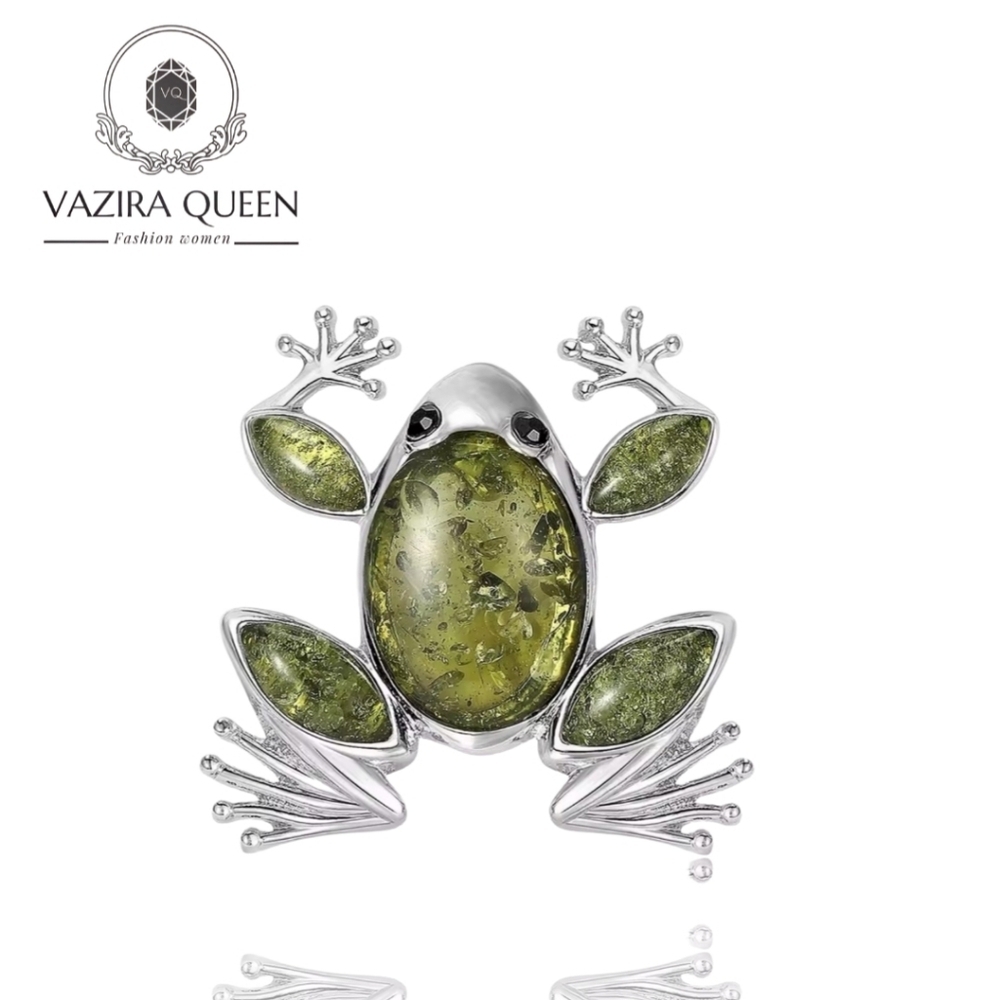 VQ Enamel Frog Brooch